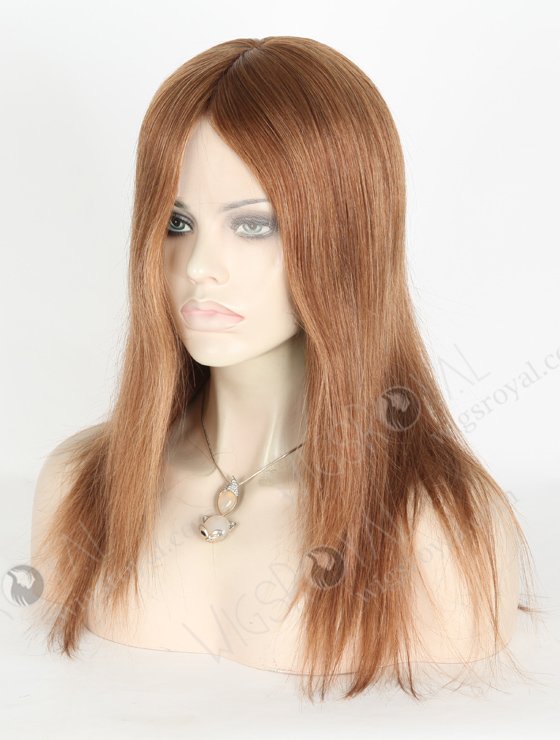 In Stock European Virgin Hair 14" Straight 6#/8# evenly blended Color Lace Front Silk Top Glueless Wig GLL-08035-19312