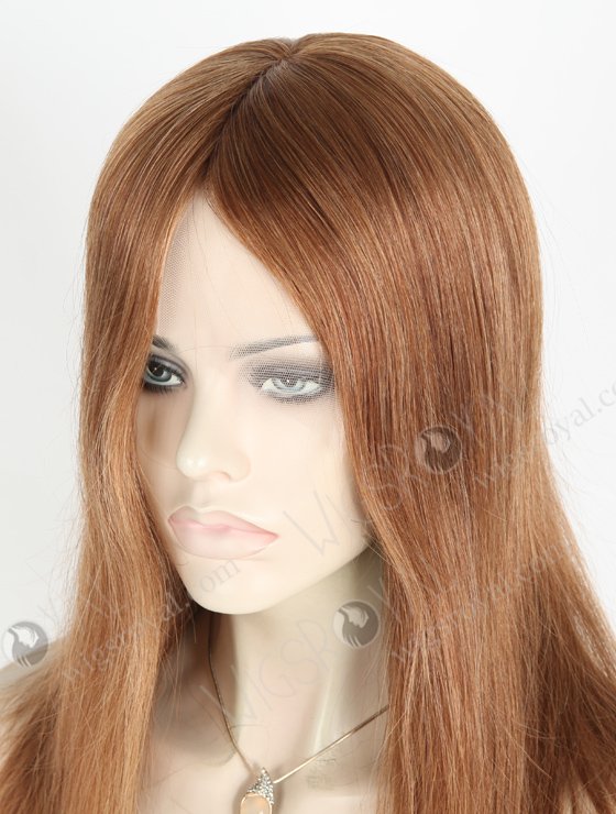 In Stock European Virgin Hair 14" Straight 6#/8# evenly blended Color Lace Front Silk Top Glueless Wig GLL-08035-19315