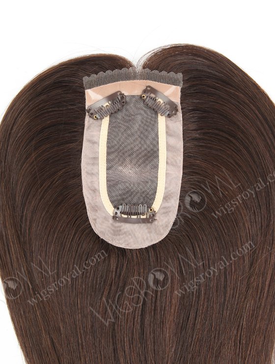 Best Short Human Hair Toppers 12 inch Dark Brown Durable and Natural Monofilament Base Topper-086-19354