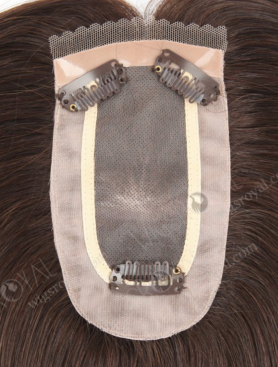 Best Short Human Hair Toppers 12 inch Dark Brown Durable and Natural Monofilament Base Topper-086-19356