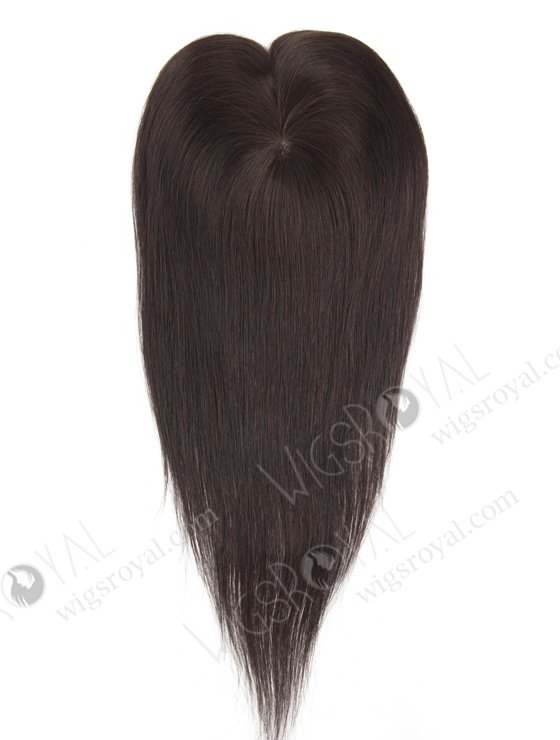 Dark Brown Clip On Fine Mono Hairpieces for Thinning Hair 16 Inch Small Base Little Volume Topper-085-19342