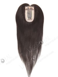 Dark Brown Clip On Fine Mono Hairpieces for Thinning Hair 16 Inch Small Base Little Volume Topper-085