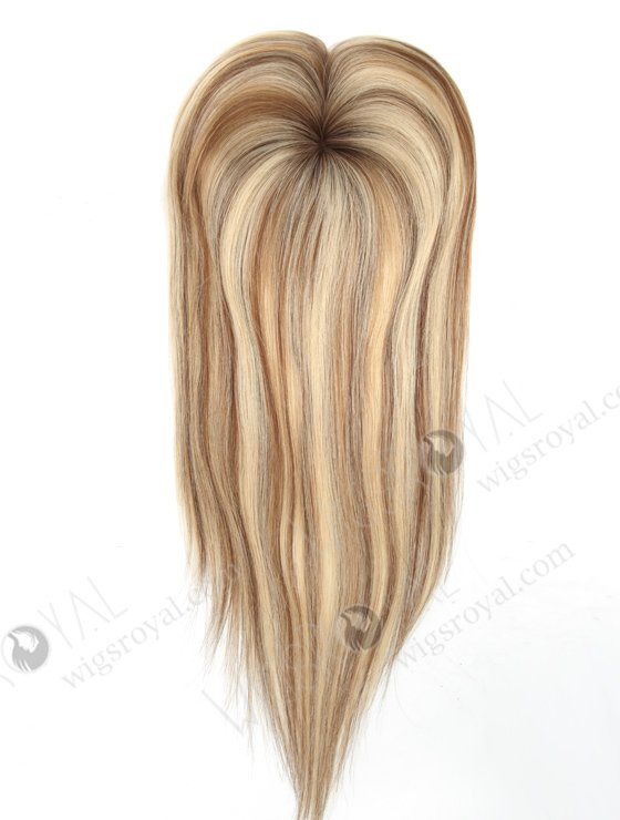 Mono Top Small Hair Toppers for Thinning Hair 16 Inch Blonde with Brown Lowlights Topper-093-19416