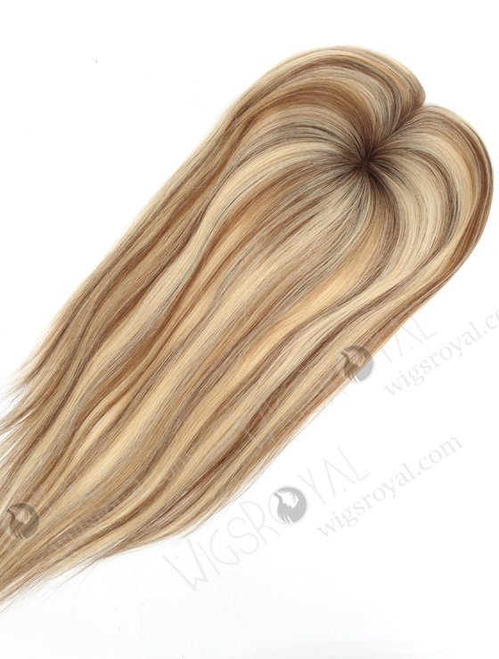 Mono Top Small Hair Toppers for Thinning Hair 16 Inch Blonde with Brown Lowlights Topper-093-19415