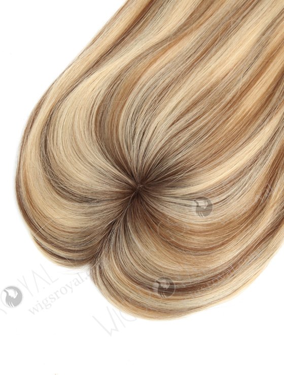 Mono Top Small Hair Toppers for Thinning Hair 16 Inch Blonde with Brown Lowlights Topper-093-19418