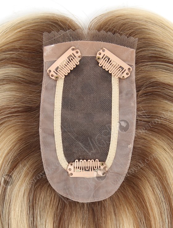 Mono Top Small Hair Toppers for Thinning Hair 16 Inch Blonde with Brown Lowlights Topper-093-19420