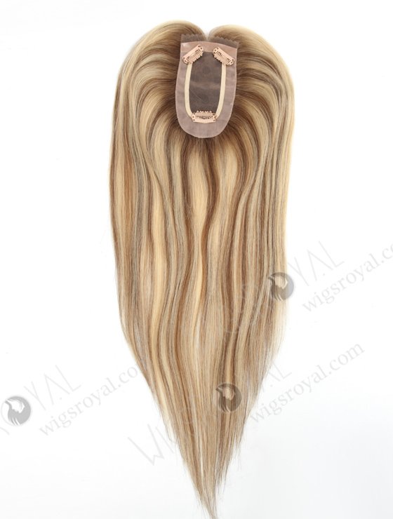 Mono Top Small Hair Toppers for Thinning Hair 16 Inch Blonde with Brown Lowlights Topper-093-19419