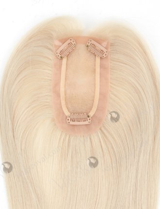 White Blonde Small Hairpieces Toppers for Top of Head | In Stock 2.75"*5.25" European Virgin Hair 16" Straight White Color Monofilament Hair Topper-084
