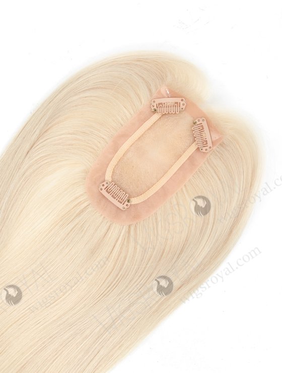 White Blonde Small Hairpieces Toppers for Top of Head | In Stock 2.75"*5.25" European Virgin Hair 16" Straight White Color Monofilament Hair Topper-084-19425