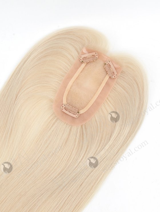 White Blonde Small Hairpieces Toppers for Top of Head | In Stock 2.75"*5.25" European Virgin Hair 16" Straight White Color Monofilament Hair Topper-084-19427
