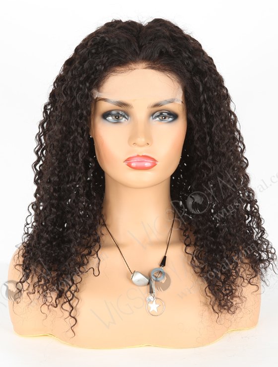 In Stock Brazilian Virgin Hair 18" Tight Curly Natural Color Lace Closure Wig CW-04007-19455