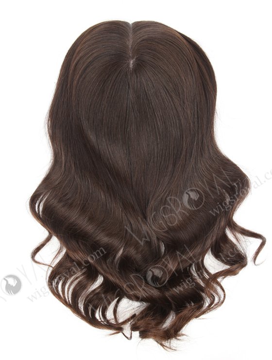 In Stock European Virgin Hair 16" Beach Wave Natural Color 7"×7" Silk Top Wefted Hair Topper-076-19499