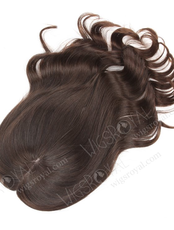 In Stock European Virgin Hair 16" Beach Wave Natural Color 7"×7" Silk Top Wefted Hair Topper-076-19502