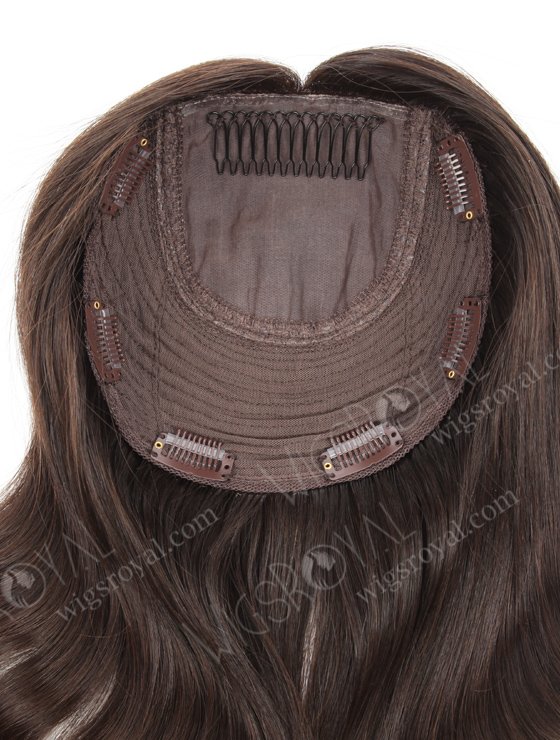 In Stock European Virgin Hair 16" Beach Wave Natural Color 7"×7" Silk Top Wefted Hair Topper-076-19503