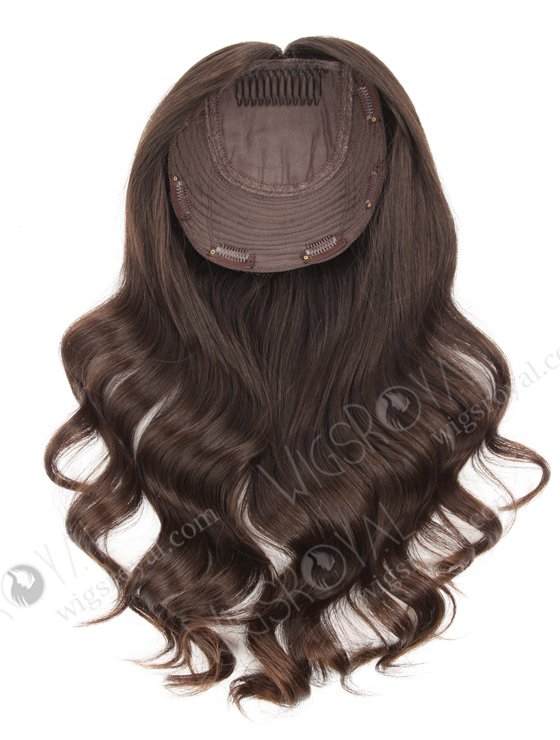 In Stock European Virgin Hair 16" Beach Wave Natural Color 7"×7" Silk Top Wefted Hair Topper-076-19504