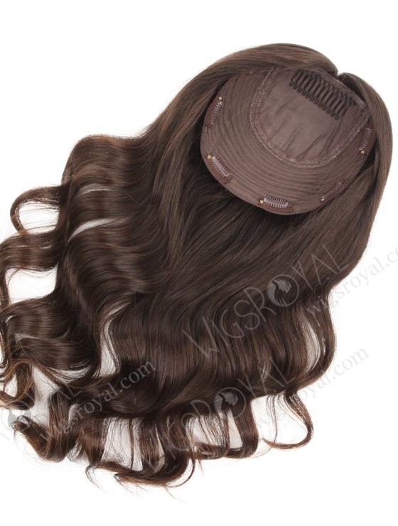 In Stock European Virgin Hair 16" Beach Wave Natural Color 7"×7" Silk Top Wefted Hair Topper-076-19505