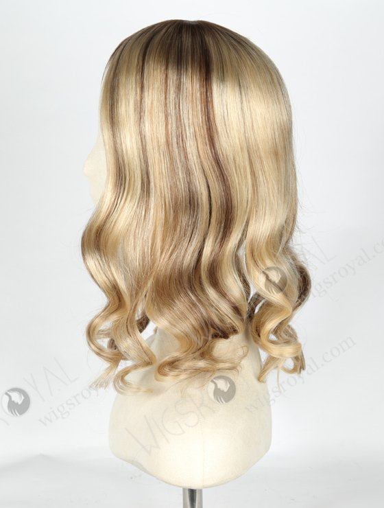 In Stock European Virgin Hair 16" Beach Wave T4/22# with 4# Highlights 8"×8" Silk Top Wefted Hair Topper-032-19633
