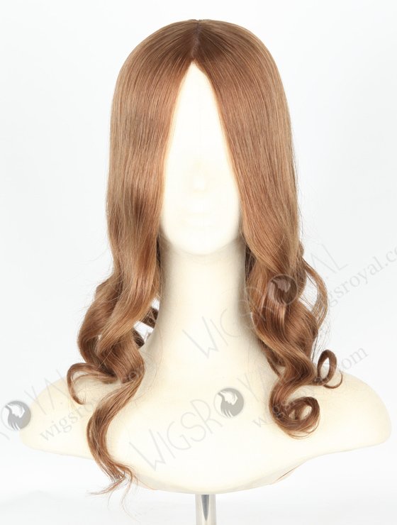 Silk Top Wefted Hair Topper Wiglets for Crown Area | 18 Inch Medium Golden Brown Hairpiece | Topper-021-19573