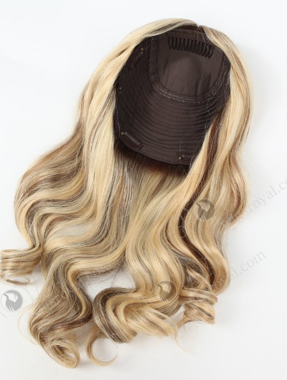 In Stock European Virgin Hair 16" Beach Wave T4/22# with 4# Highlights 8"×8" Silk Top Wefted Hair Topper-032-19637