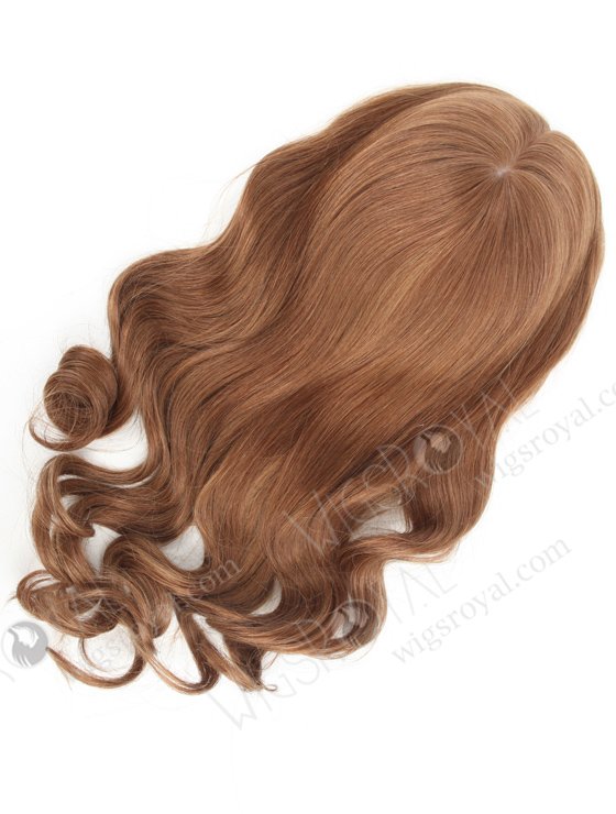 Silk Top Wefted Hair Topper Wiglets for Crown Area | 18 Inch Medium Golden Brown Hairpiece | Topper-021-19576