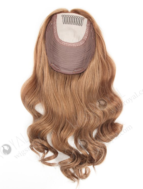 Silk Top Wefted Hair Topper Wiglets for Crown Area | 18 Inch Medium Golden Brown Hairpiece | Topper-021-19574
