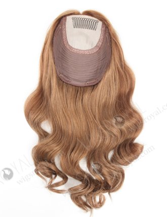 Silk Top Wefted Hair Topper Wiglets for Crown Area | 18 Inch Medium Golden Brown Hairpiece | Topper-021