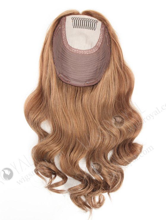 Silk Top Wefted Hair Topper Wiglets for Crown Area | 18 Inch Medium Golden Brown Hairpiece | Topper-021