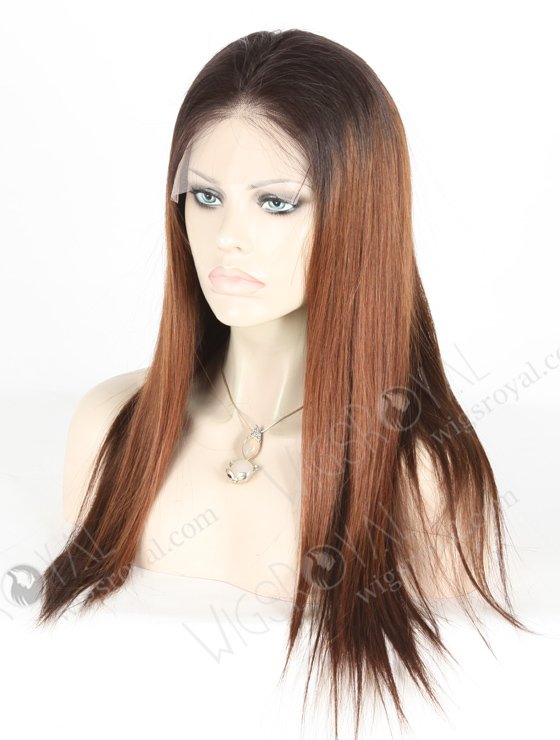 18 Inch Affordable Virgin Hair Black to Brown Ombre Human Hair Lace Top Wig WR-CLF-025-19766
