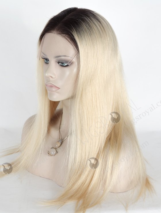 White Color With Dark Root 18'' Fine European Virgin Hair Lace Front Wig WR-CLF-023-19739