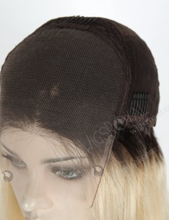 White Color With Dark Root 18'' Fine European Virgin Hair Lace Front Wig WR-CLF-023