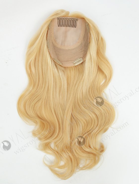 In Stock European Virgin Hair 18" Beach Wave 24# with 613# Highlights 7"×7" Silk Top Wefted Topper-074-19904