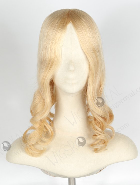 Large Base Silk Top Wefted Hair Topper 18 Inch Blonde Wavy Topper-047-19892
