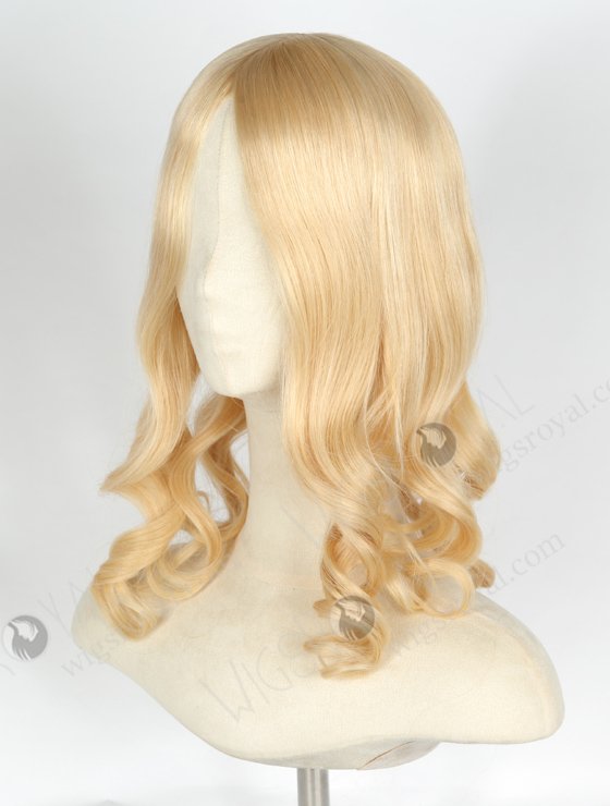 Large Base Silk Top Wefted Hair Topper 18 Inch Blonde Wavy Topper-047-19891