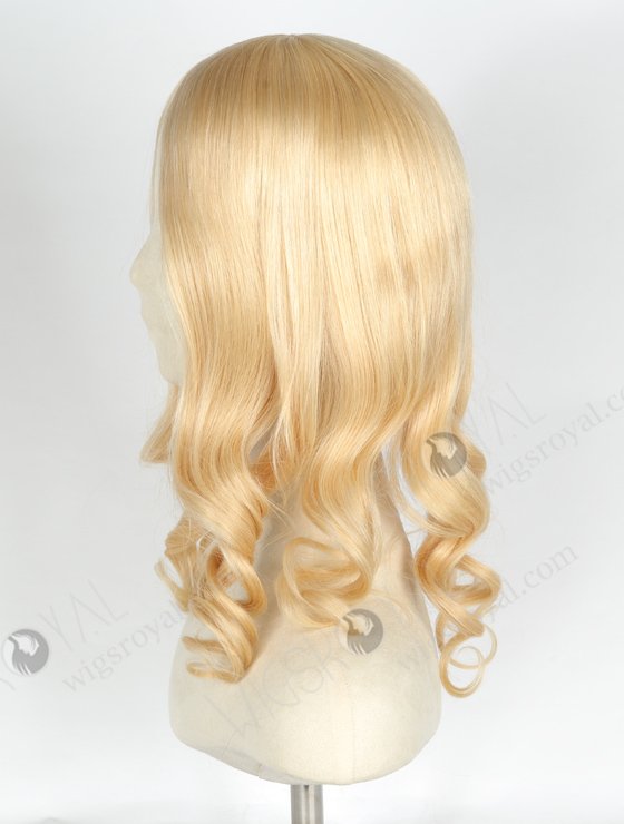 Large Base Silk Top Wefted Hair Topper 18 Inch Blonde Wavy Topper-047-19893