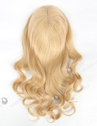 Large Base Silk Top Wefted Hair Topper 18 Inch Blonde Wavy Topper-047