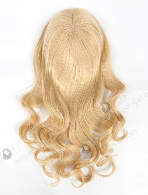 Large Base Silk Top Wefted Hair Topper 18 Inch Blonde Wavy Topper-047-19894