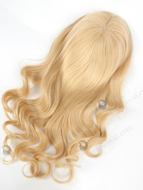 Large Base Silk Top Wefted Hair Topper 18 Inch Blonde Wavy Topper-047-19896