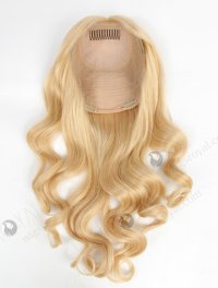 Large Base Silk Top Wefted Hair Topper 18 Inch Blonde Wavy Topper-047