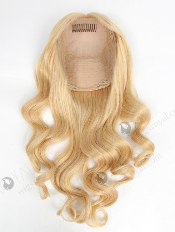 Large Base Silk Top Wefted Hair Topper 18 Inch Blonde Wavy Topper-047-19895
