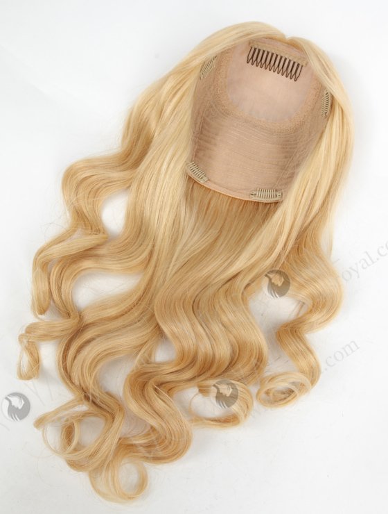 Large Base Silk Top Wefted Hair Topper 18 Inch Blonde Wavy Topper-047-19897