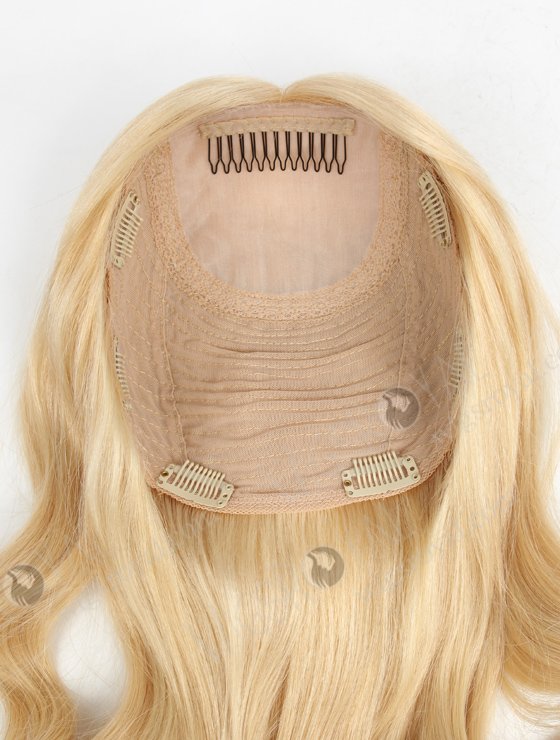Large Base Silk Top Wefted Hair Topper 18 Inch Blonde Wavy Topper-047-19898