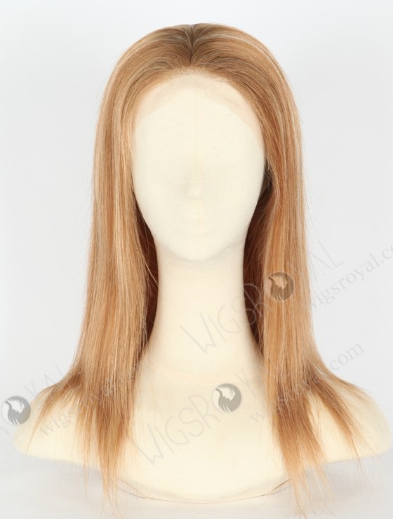 In Stock European Virgin Hair 14" Straight 10# with 27#/22# Highlights,Roots color 9#  Silk Top Full Lace Wig STW-846-20398
