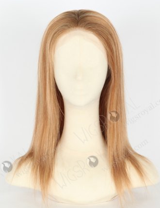 In Stock European Virgin Hair 14" Straight 10# with 27#/22# Highlights,Roots color 9#  Silk Top Full Lace Wig STW-846