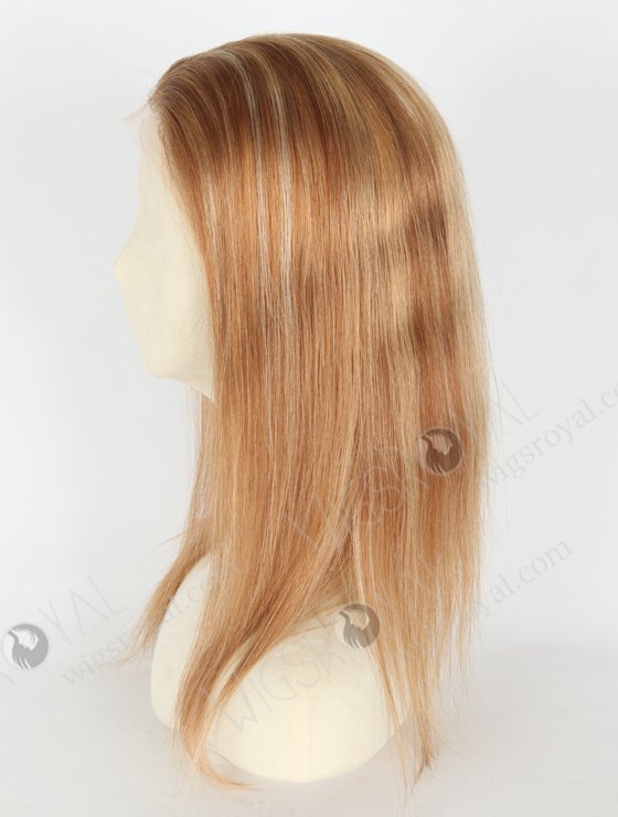 In Stock European Virgin Hair 14" Straight 10# with 27#/22# Highlights,Roots color 9#  Silk Top Full Lace Wig STW-846-20401