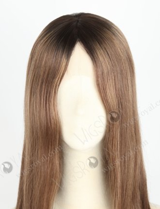 Gorgeous Light Brown Hair Wigs Online Store Fast Shipping | In Stock European Virgin Hair 16" Straight T2/10# with T2/8# highlights Color Lace Front Silk Top Glueless Wig GLL-08051