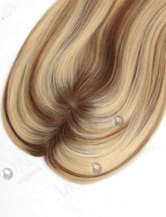Blonde Remy Human Hair Toppers with Highlights for Thinning Hair | In Stock 5.5"*6" European Virgin Hair 16" Natural Straight T9/22# with 9# Highlights Silk Top Hair Topper-046