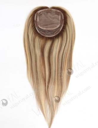 16 Inch Blonde Remy Human Hair Toppers with Highlights for Thinning Hair Topper-046