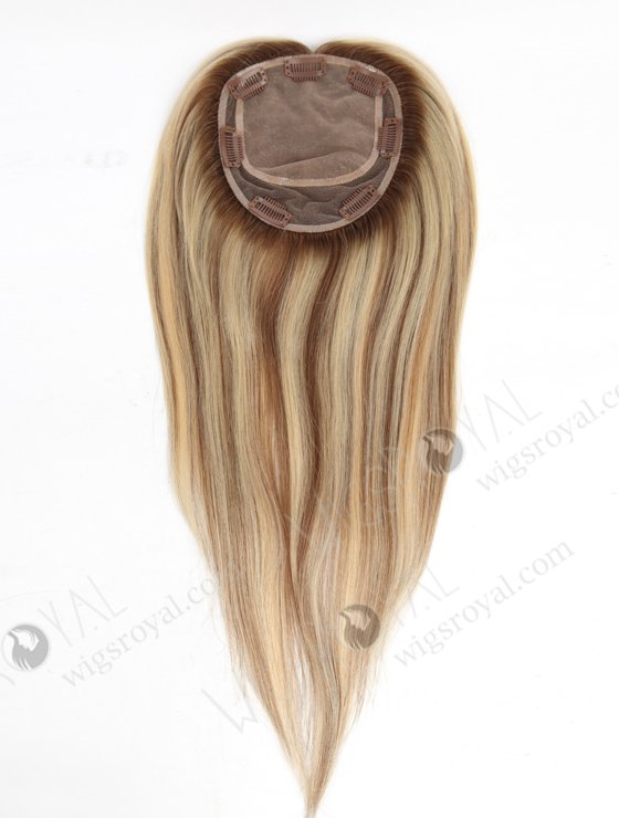 16 Inch Blonde Remy Human Hair Toppers with Highlights for Thinning Hair Topper-046