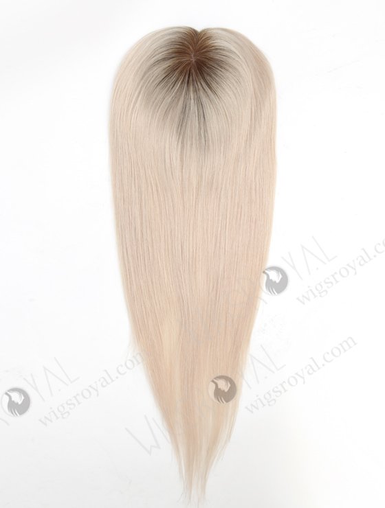 Luxury Best Quality Clip On Platinum Blonde Rooted Human Hair Topper 18 Inch Topper-044-20645