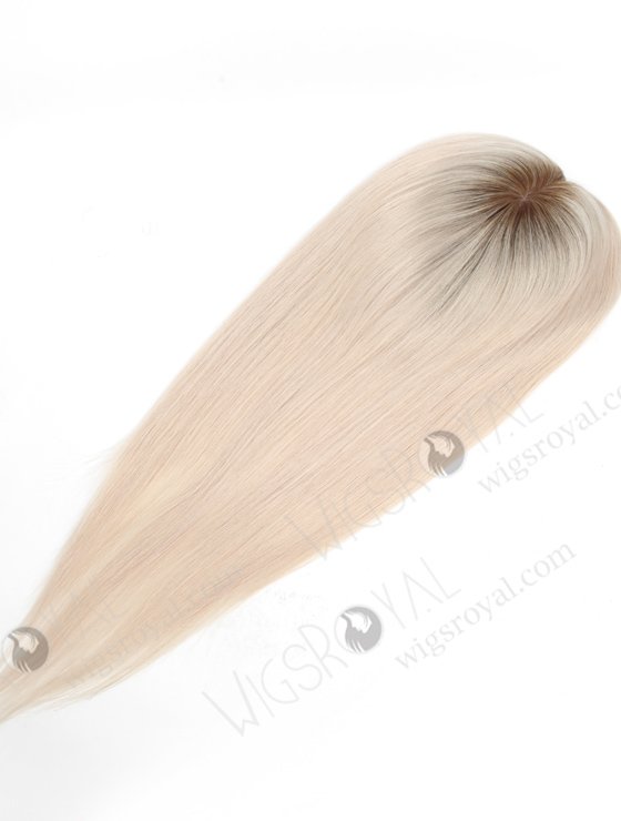 Luxury Best Quality Clip On Platinum Blonde Rooted Human Hair Topper 18 Inch Topper-044-20646